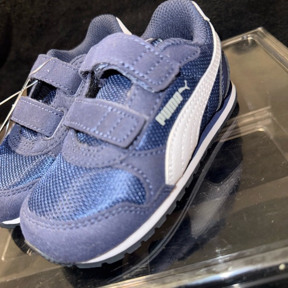 Puma Blue and White Sneakers with Velcro Straps New* - Picture 1 of 13